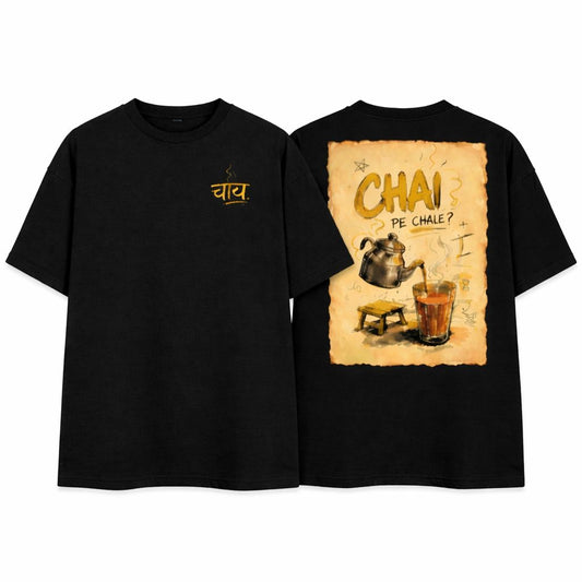 Chai Pe Chale? Oversized Graphic T-Shirt for Chai Lovers | Unisex Streetwear