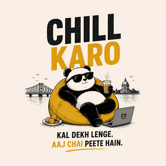 Unleavables Chill Karo Panda Graphic Printed Oversized T-Shirt - 100% Cotton, Unisex Streetwear Fit