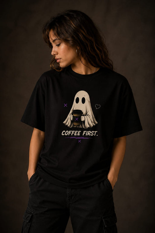 Cozy Ghost Aesthetic Unleavables Tee – Good Coffee Good Energy