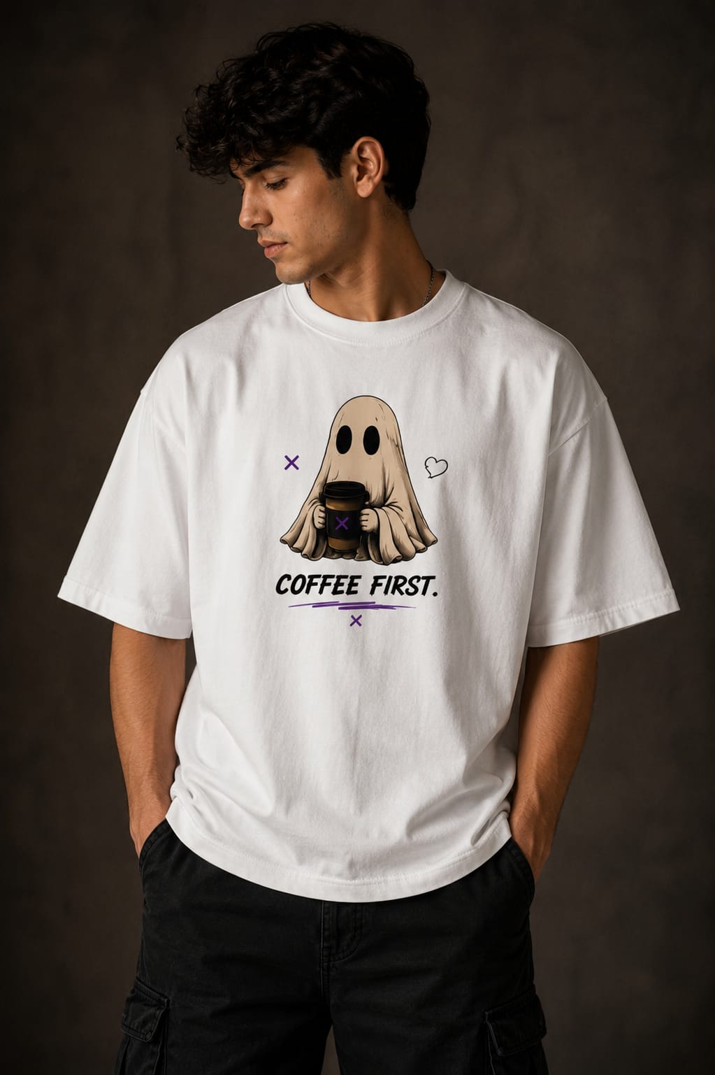 Cozy Ghost Aesthetic Unleavables Tee – Good Coffee Good Energy