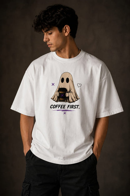 Cozy Ghost Aesthetic Unleavables Tee – Good Coffee Good Energy