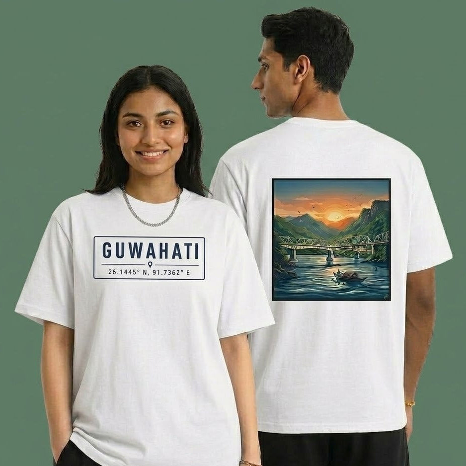 Guwahati Graphic Oversized T-Shirt for Men & Women | Assam Travel & Nature Inspired Streetwear