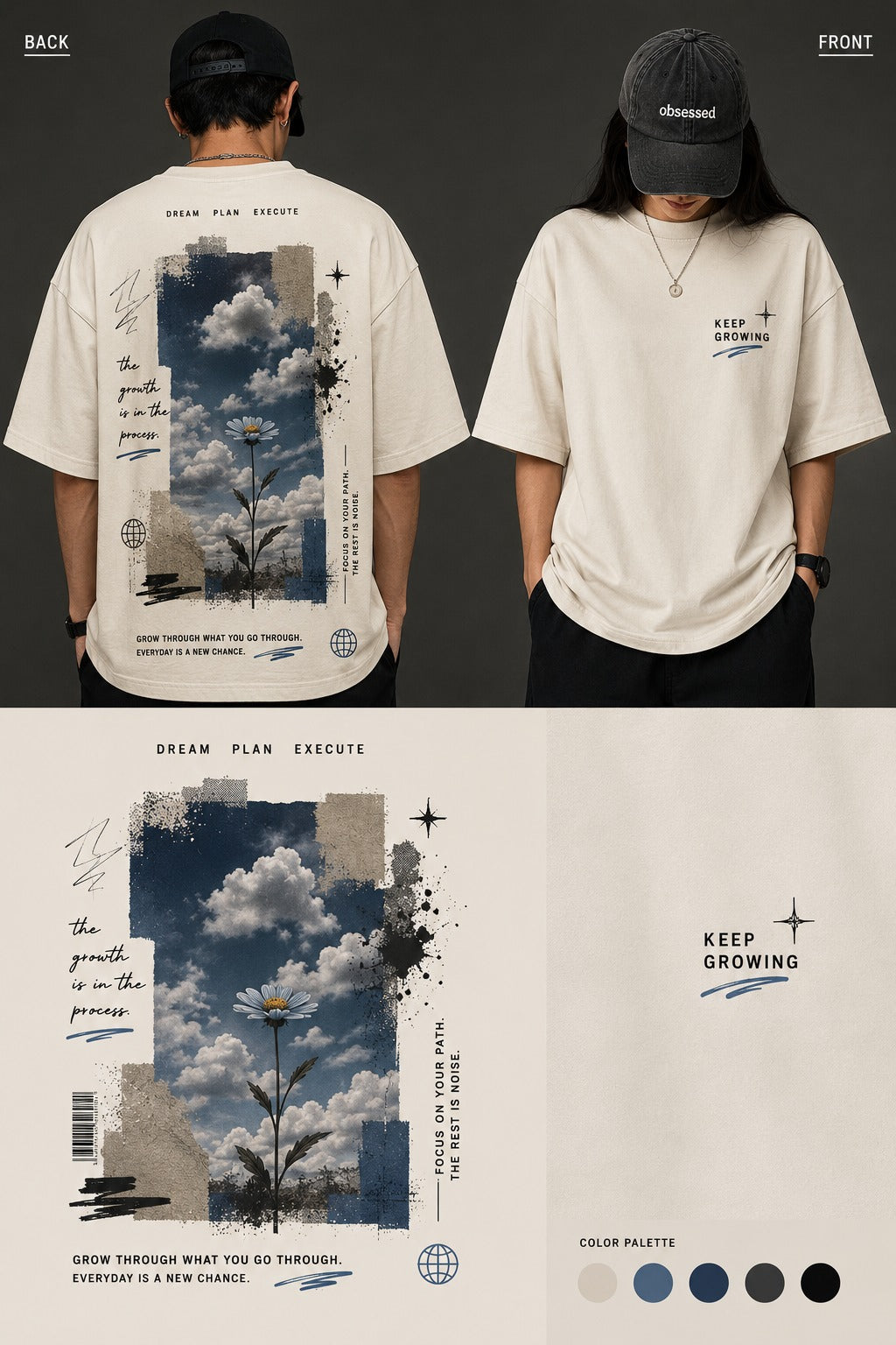 Unleavables Dream Plan Execute Oversized Graphic Unisex T-Shirt | Unleavables Streetwear Collection |  T-shirt for Men & Women