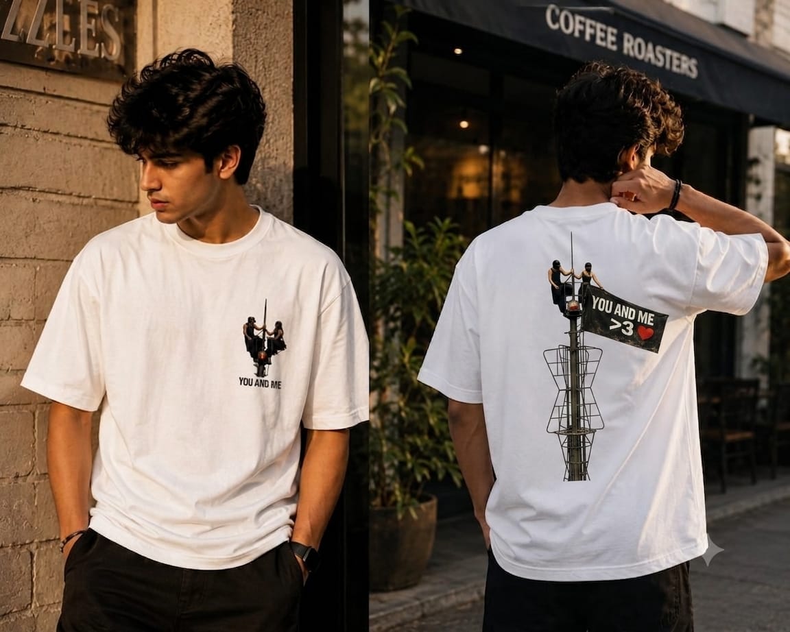 Premium Streetwear Oversized T-Shirt | You & Me Couple Tee | Male & Female