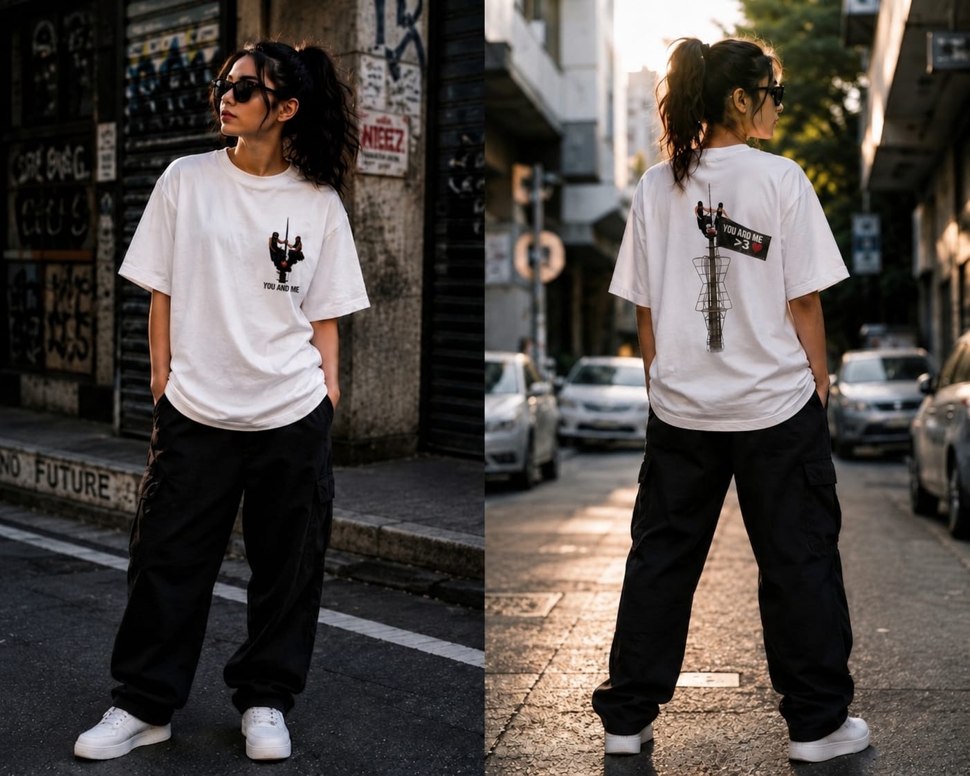 Premium Streetwear Oversized T-Shirt | You & Me Couple Tee | Male & Female