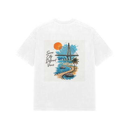 Mumbai — "Same City, Different Views" Unisex Oversized Graphic T-Shirt