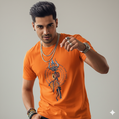 Trishul Damru T-Shirt | Spiritual 100% Cotton Graphic | T-Shirt for Men & Women