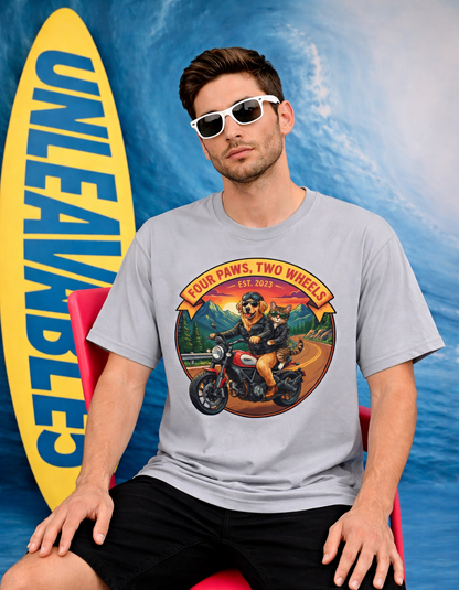Oversized Four Paws Two Wheels | Travel Pet Lovers T-Shirt |  | Unisex