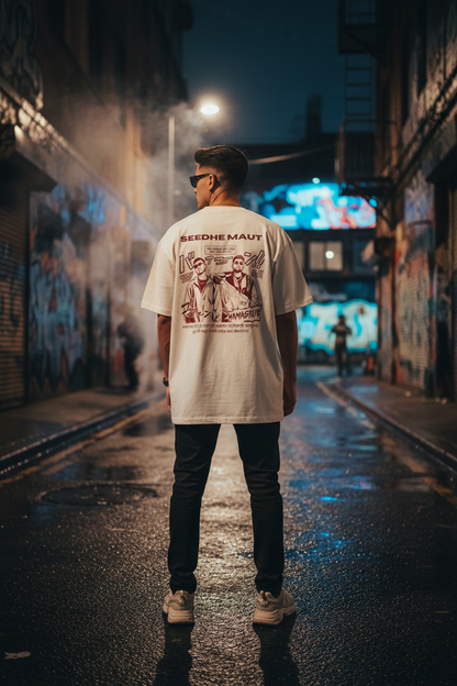 Unleavables Mens Oversized Travel T-Shirt | Seedhe Maut | 100% Combed Cotton, Round Neck Tee
