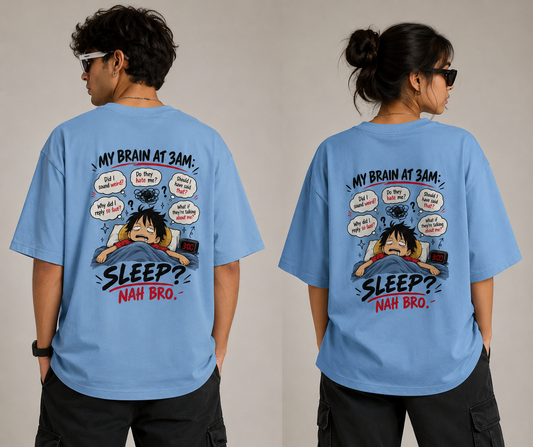Oversized Anime One Piece-Luffy Cotton T-Shirt for Overthinkers. (Graphic Printed)