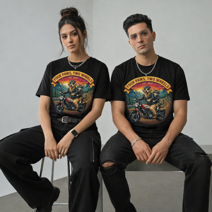 Oversized Four Paws Two Wheels | Travel Pet Lovers T-Shirt |  | Unisex