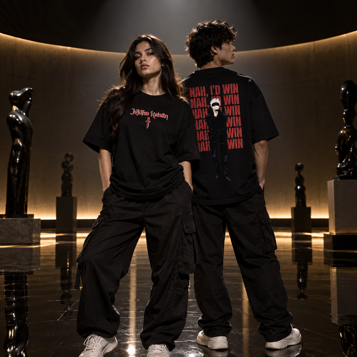 Gojo Satoru “Nah, I’d Win” Oversized T-Shirt – Jujutsu Kaisen Anime Streetwear | Unleavables