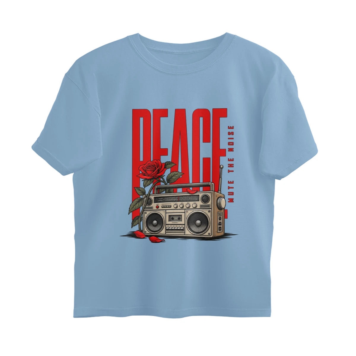Unlivables IGNORE Oversized Graphic T-Shirt – Live in Peace - Baby Blue