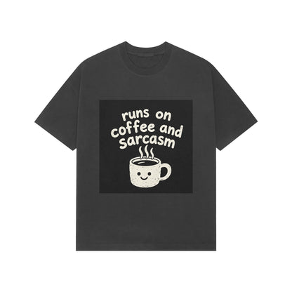 Runs on Coffee & Sarcasm T-shirt (Black) - Black