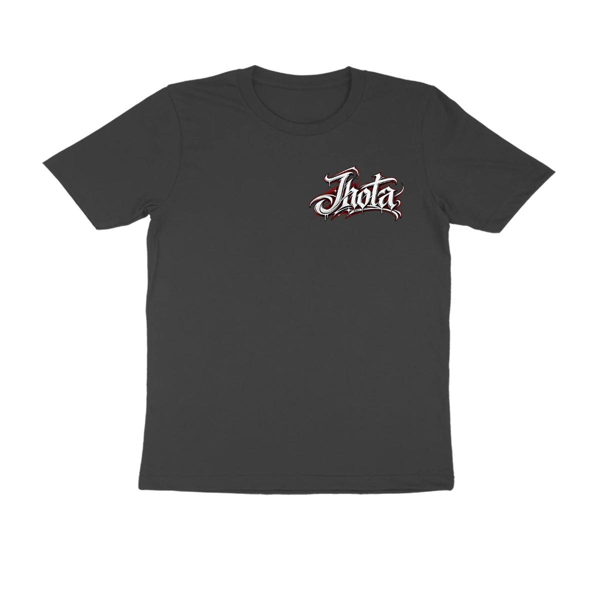 Signed to God Back Print Graphic T-Shirt | Jhota Chest Logo | Charcoal Half Sleeve Round Neck Tee | Men’s/Unisex Streetwear - Black