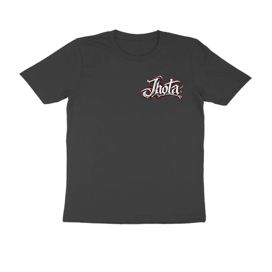 Signed to God Back Print Graphic T-Shirt | Jhota Chest Logo | Charcoal Half Sleeve Round Neck Tee | Men’s/Unisex Streetwear - Black
