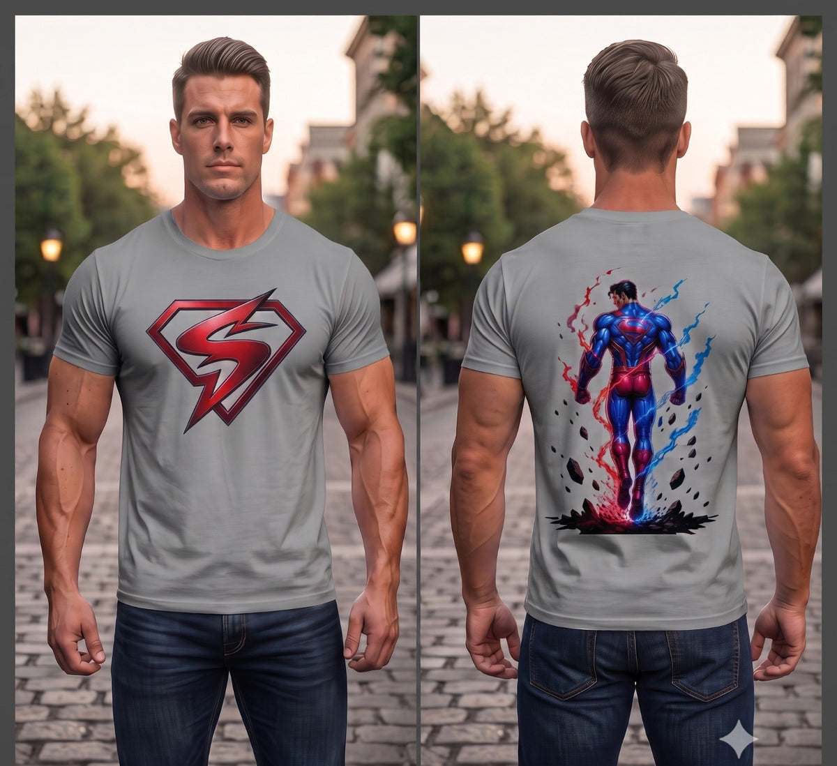 Unleavables Oversized Men’s T-shirt - Superman Graphics Style 100% Cotton T-Shirt