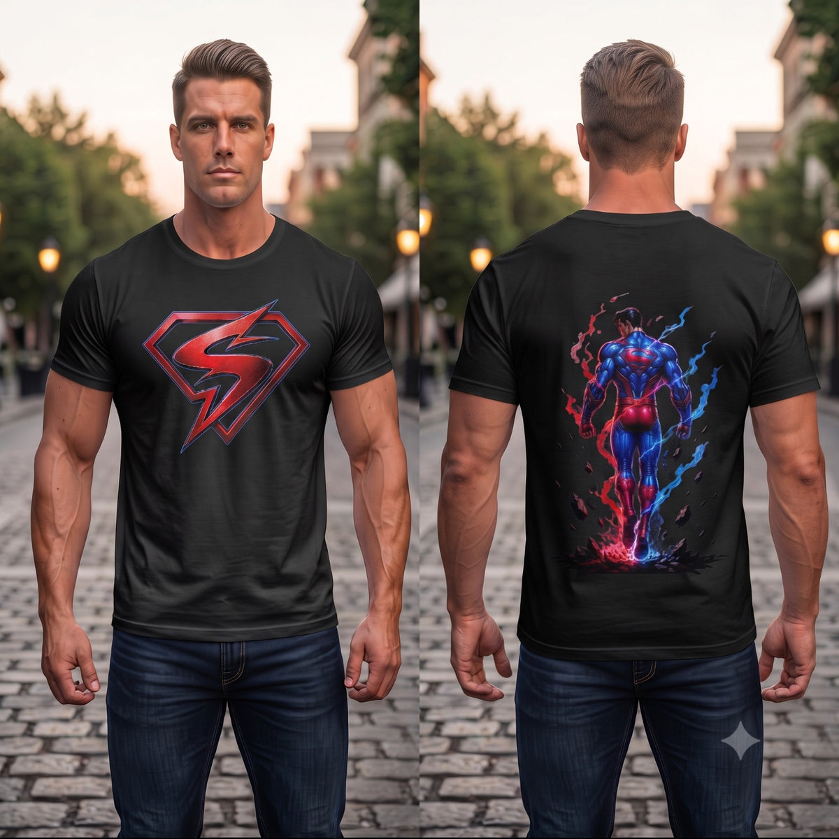 Unleavables Oversized Men’s T-shirt - Superman Graphics Style 100% Cotton T-Shirt