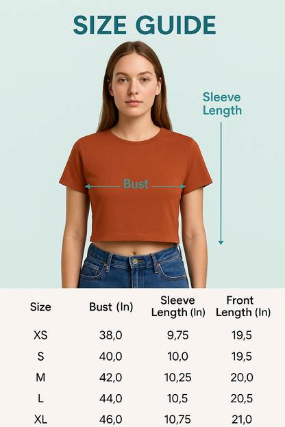 Women’s Crop Graphic Tee by Unleavables, 'very demure, very mindful' print, 100% cotton
