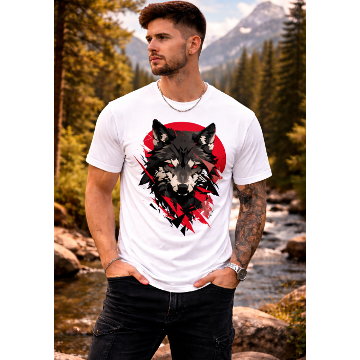 Wolf Face Graphic T-Shirt for Men | Stylish Half Sleeve Cotton Tee
