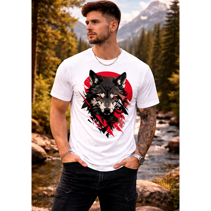 Wolf Face Graphic T-Shirt for Men | Stylish Half Sleeve Cotton Tee