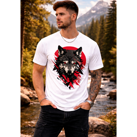 Wolf Face Graphic T-Shirt for Men | Stylish Half Sleeve Cotton Tee