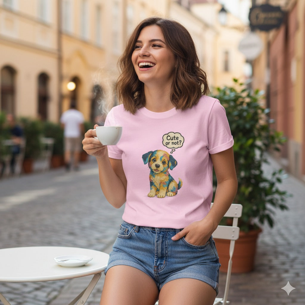 Unleavables Cute Puppy Printed Women's Half Sleeves T-shirt | 100% cotton, Regular Fit