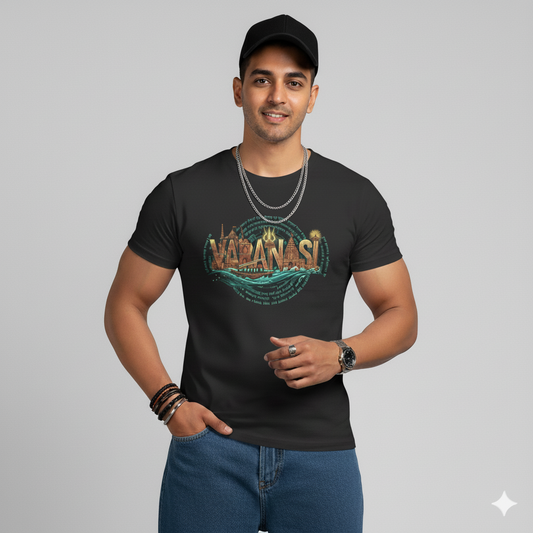 Varanasi Heritage Graphic T-Shirt | Spiritual & Cultural Cotton T-Shirt for Men & Women | Casual Wear, Pilgrimage & Festival Outfit