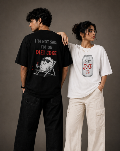 I'm Not Sad, I'm On Diet Joke Oversized Unisex T-Shirt | Premium Bio-Washed Cotton | Funny Graphic Tee | Gifts for Every Occasion