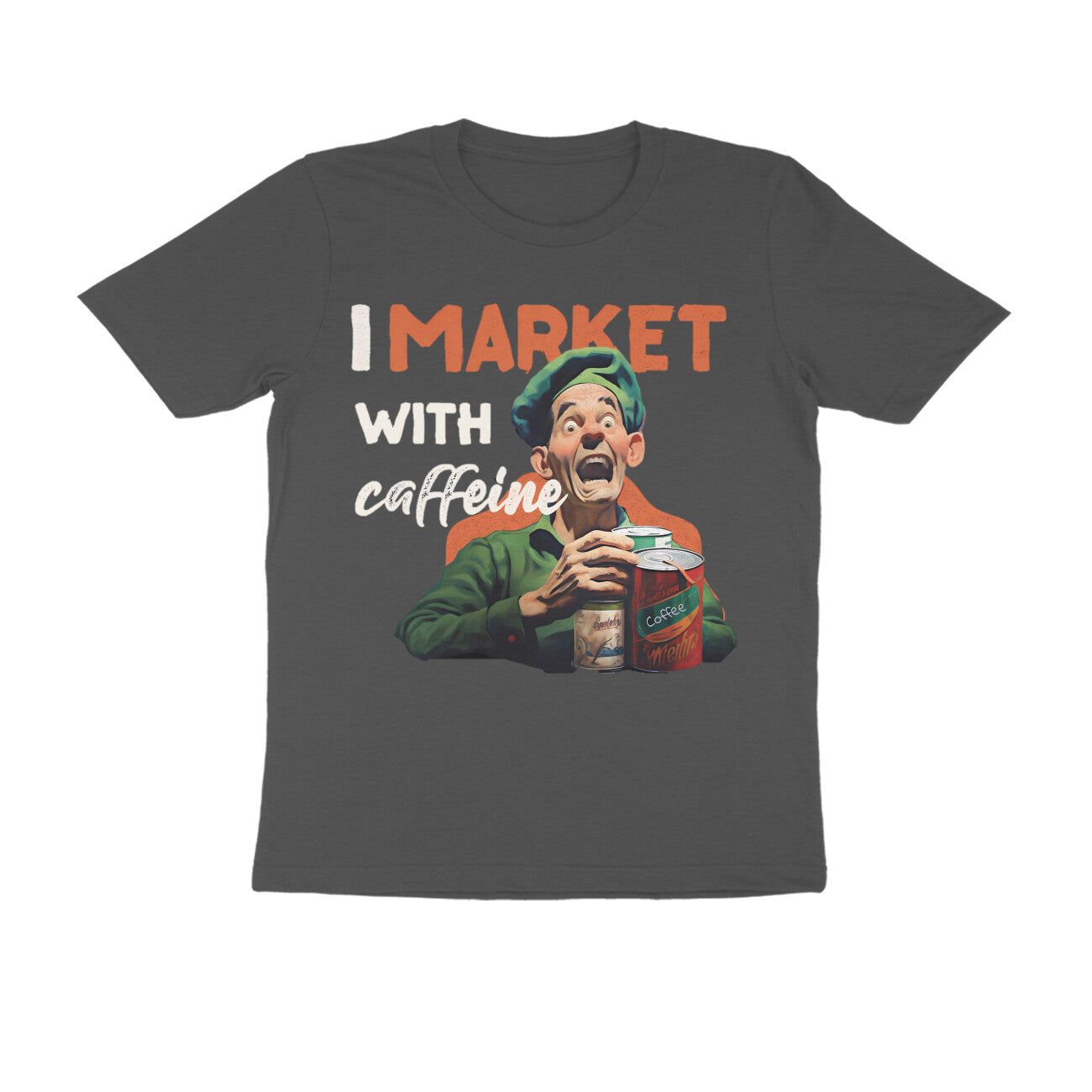 Popeye's I Market with Caffeine Round Neck T-shirt for Men