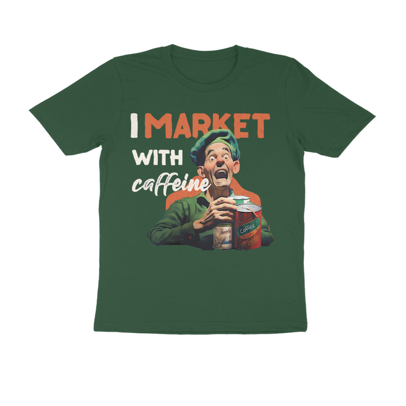Popeye's I Market with Caffeine Round Neck T-shirt for Men