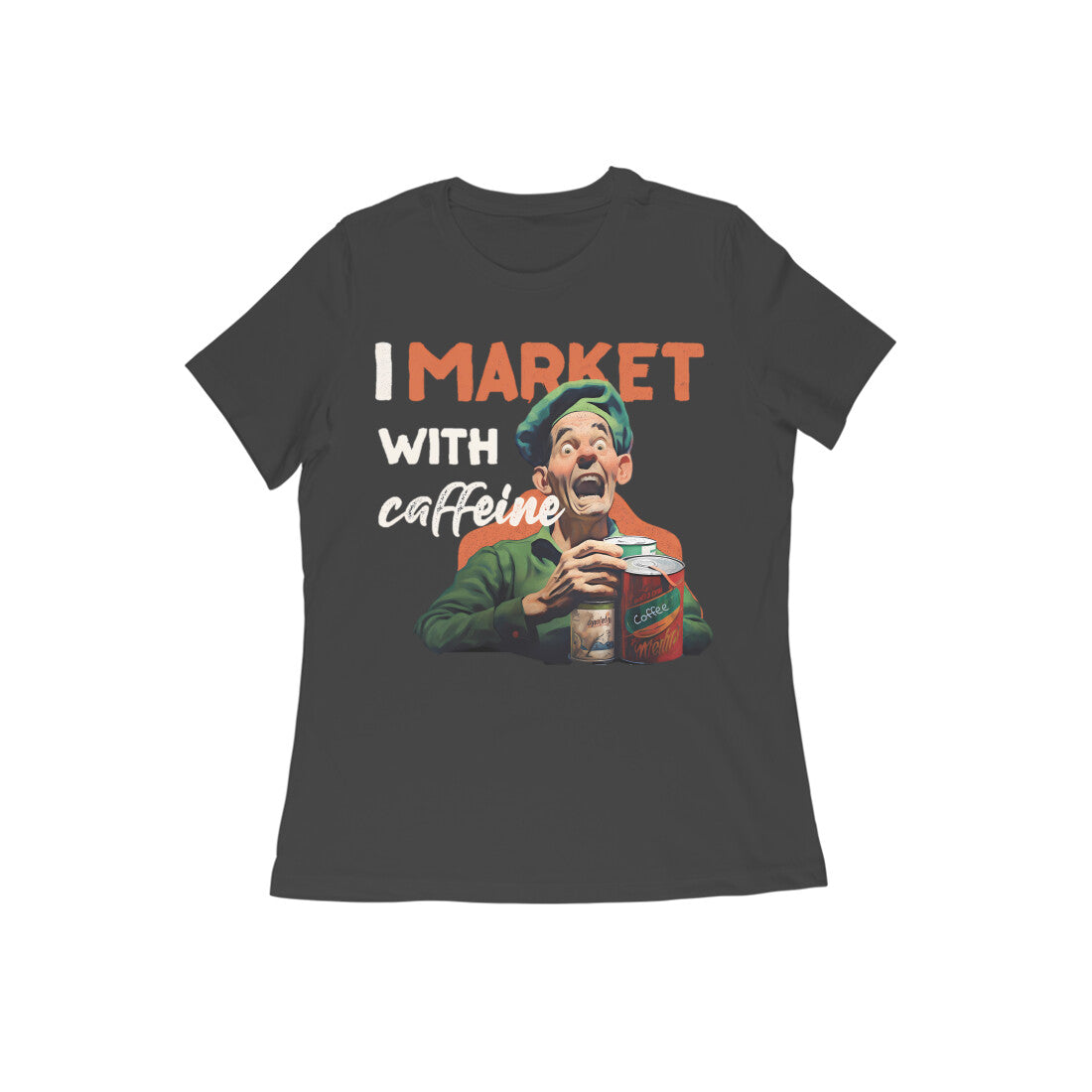 Popeye's I Market with Caffeine Round Neck T-shirt for Women