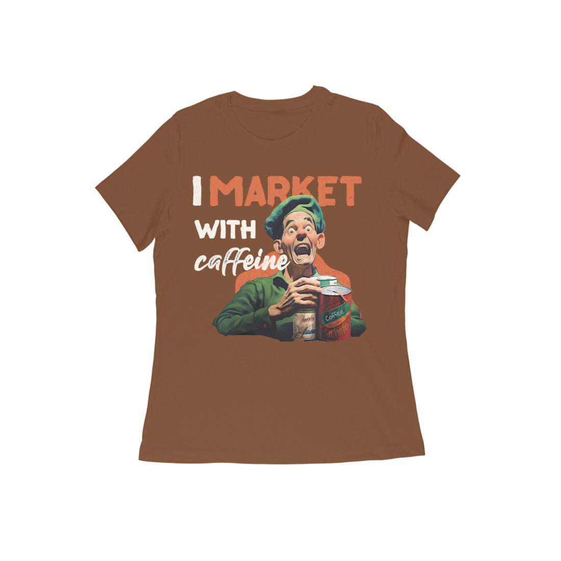 Popeye's I Market with Caffeine Round Neck T-shirt for Women