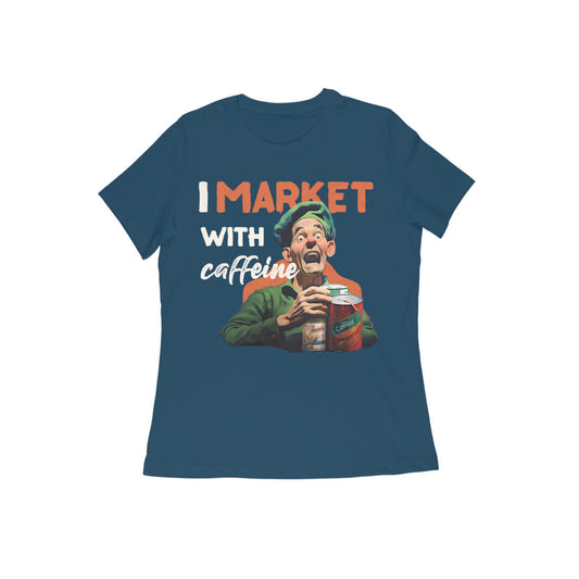 Popeye's I Market with Caffeine Round Neck T-shirt for Women