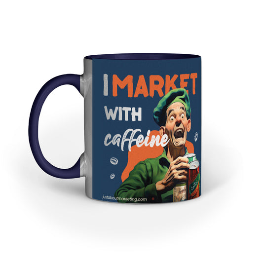 Popeye's I Market with Caffeine Mug for Marketers - Dark Blue