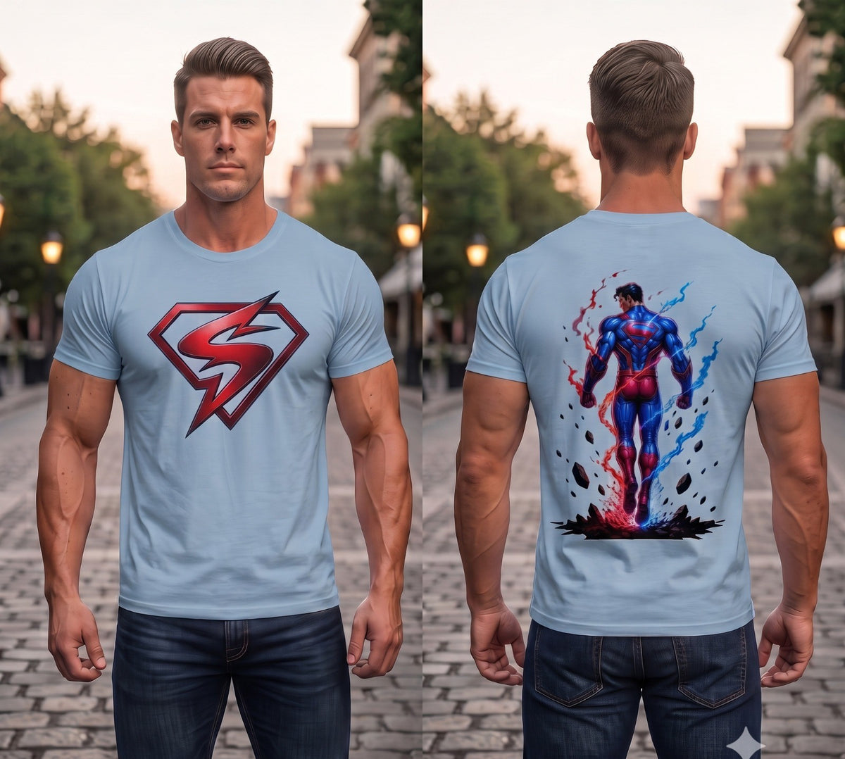 Unleavables Oversized Men’s T-shirt - Superman Graphics Style 100% Cotton T-Shirt