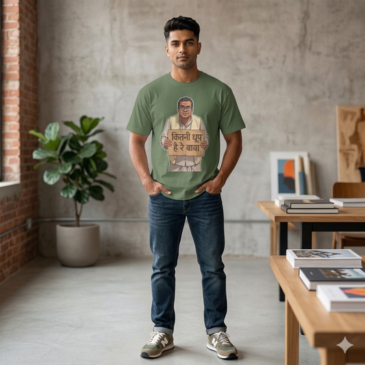 "Kitni Dhoop Hain Re Baba" Oversized Graphic T-Shirt