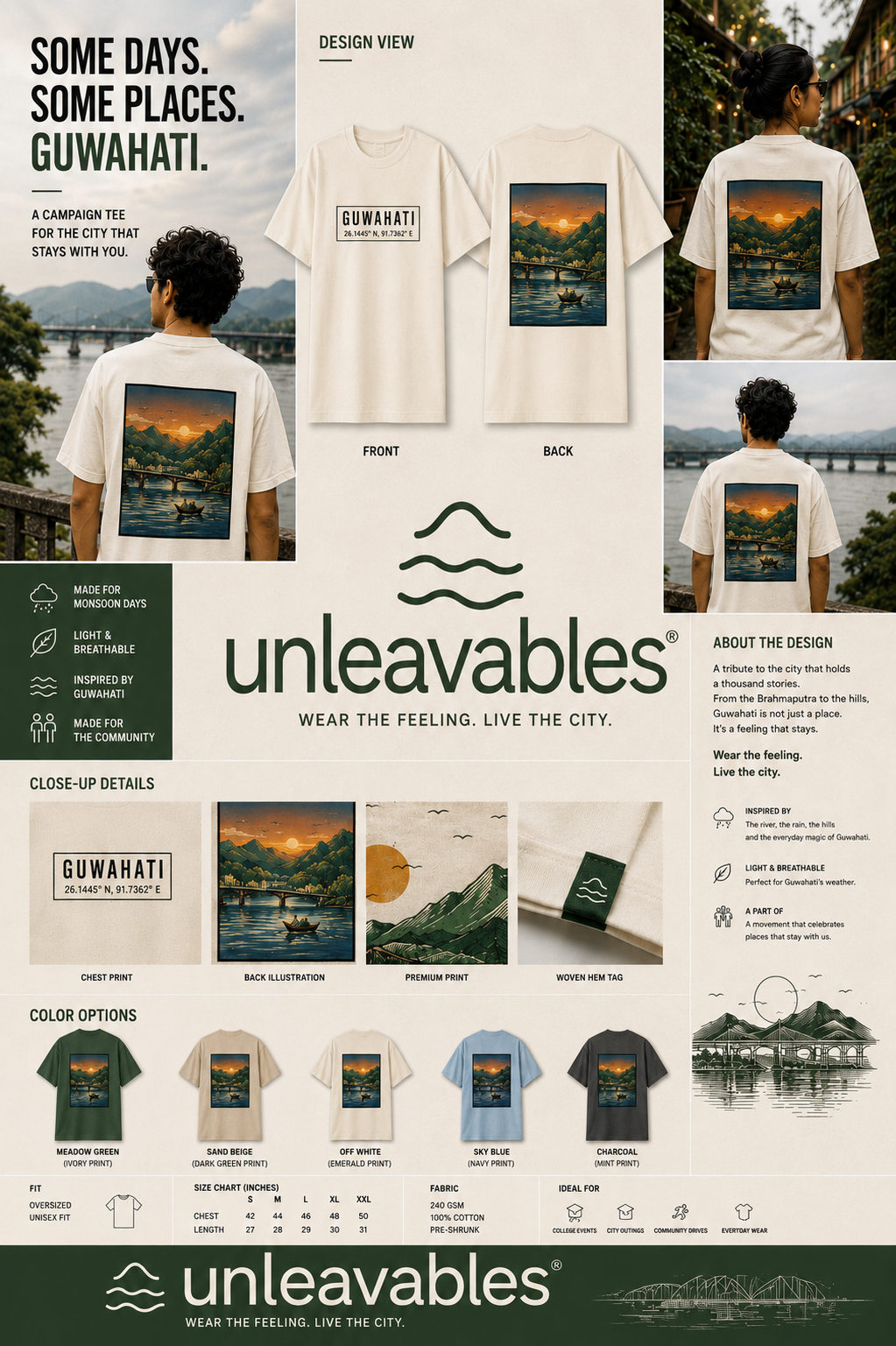 Guwahati Graphic Oversized T-Shirt for Men & Women | Assam Travel & Nature Inspired Streetwear
