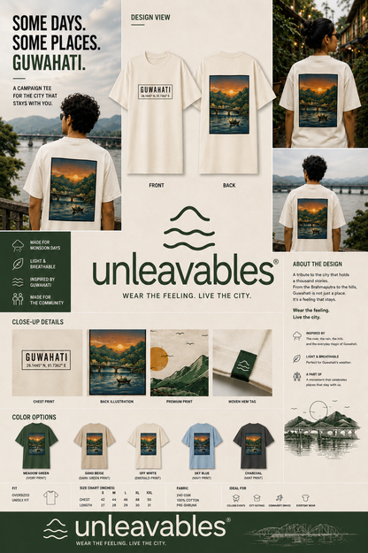 Guwahati Graphic Oversized T-Shirt for Men & Women | Assam Travel & Nature Inspired Streetwear