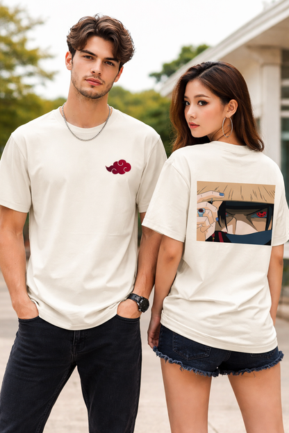 Naruto Itachi Uchiha Anime T-Shirt for Men | Akatsuki Cloud & Sharingan Graphic Print | Premium Cotton Casual Wear