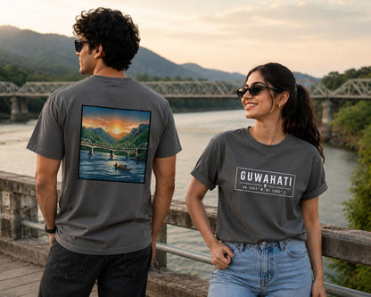 Guwahati Graphic Oversized T-Shirt for Men & Women | Assam Travel & Nature Inspired Streetwear