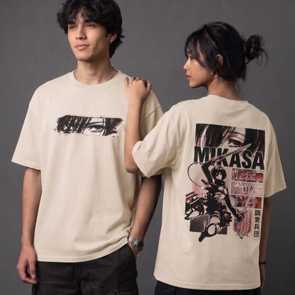 Mikasa Ackerman Anime Unisex Oversized Round Neck T-shirt – Japanese Graphic Streetwear
