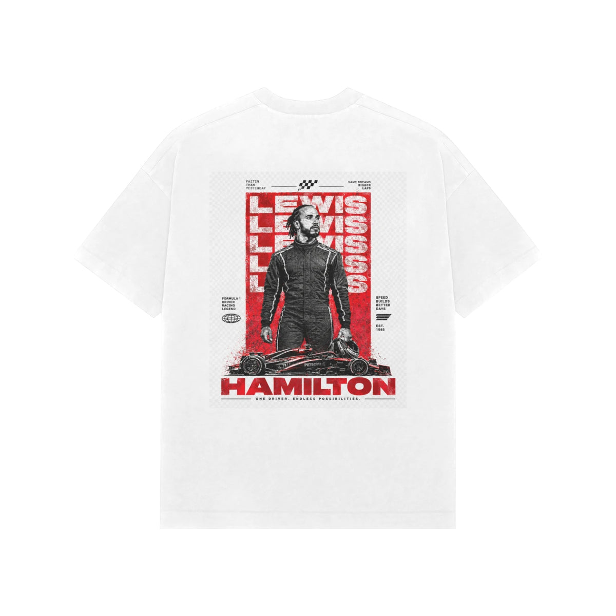Lewis Hamilton Graphic Oversized T-Shirt – White