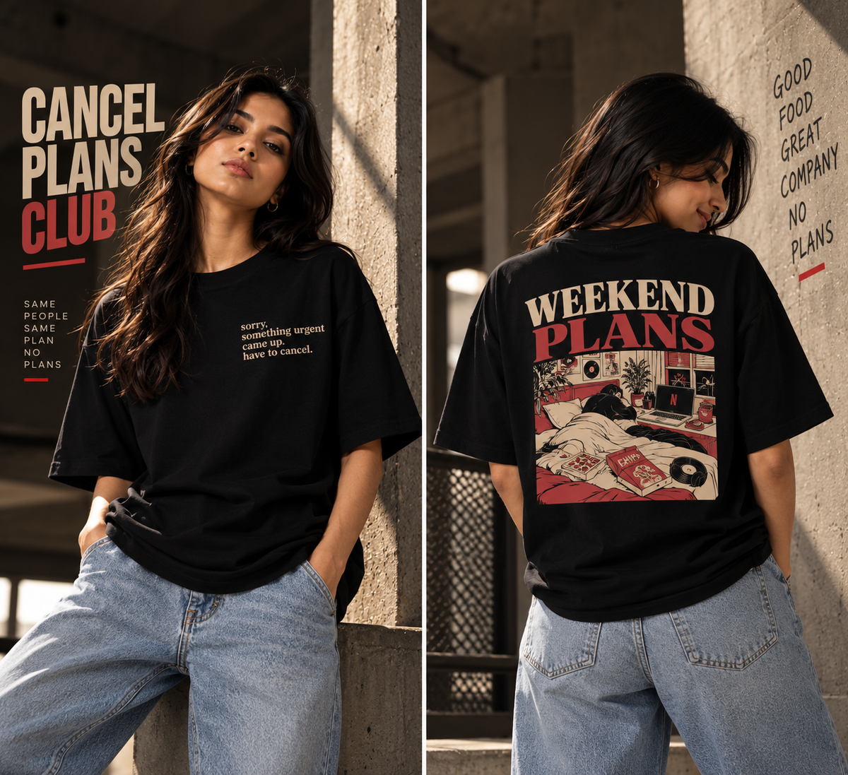 Cancel Plans Club – Oversized Graphic T-Shirt