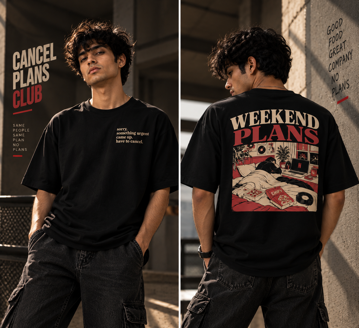 Cancel Plans Club – Oversized Graphic T-Shirt