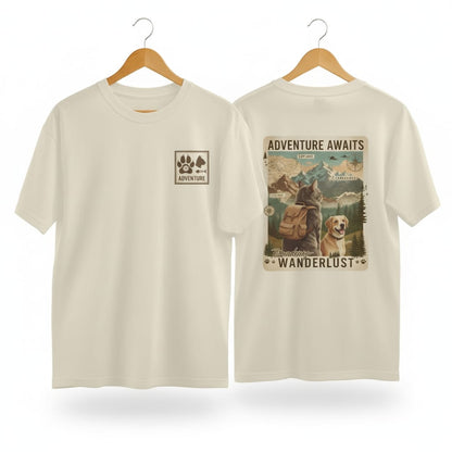 Adventure Awaits Unisex Oversized T-Shirt | Retro Graphic Back Print Tee