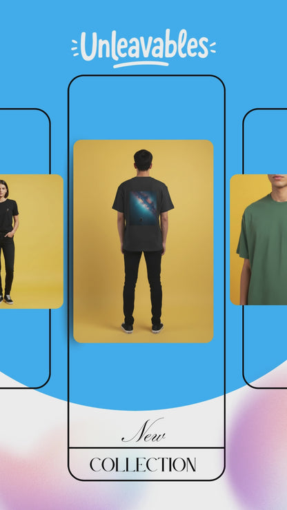 Unleavables | Cosmic Drifter Oversized T-Shirt – Astronaut Galaxy Back Print | Half Sleeve | 100% Cotton | Unisex