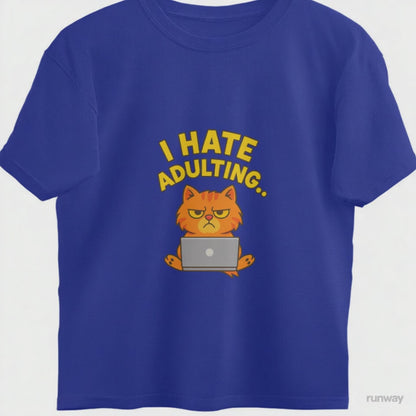 Adulting Cat Oversized T-Shirt | Funny Tee for Men & Women