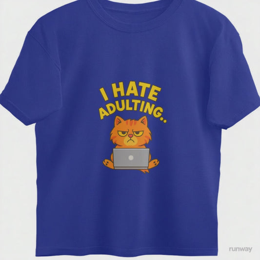 Adulting Cat Oversized T-Shirt | Funny Tee for Men & Women