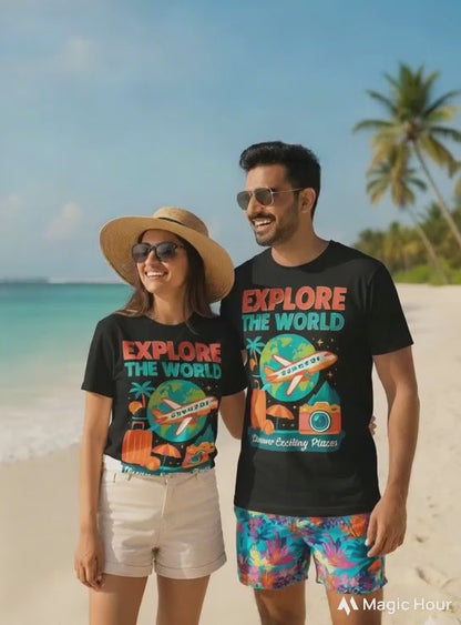 Unleavables Explore The World Travel Printed T-shirt | Unisex | Regular Fit